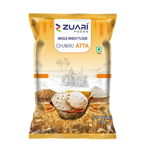 Zuari Foods Chakki Fresh Atta 5kg | Absorbs More water | Non - Sticky Dough