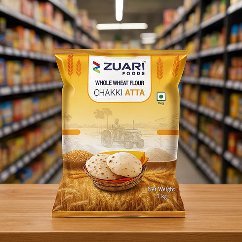 Zuari Foods Chakki Fresh Atta 10kg | Absorbs More water | Non - Sticky Dough
