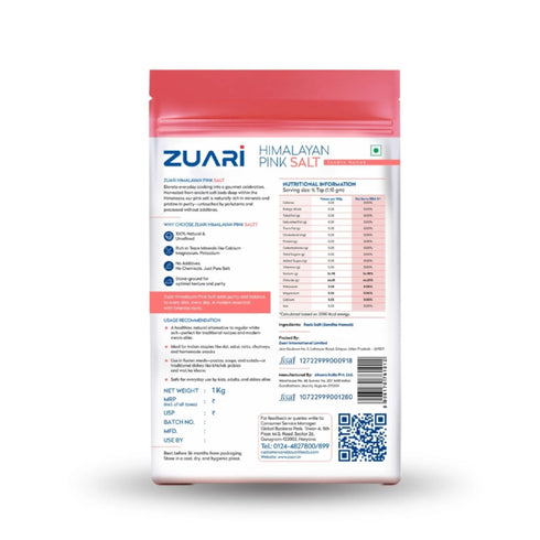 Zuari Foods Pink Salt 1Kg | Free Flow | 80+ Minerals