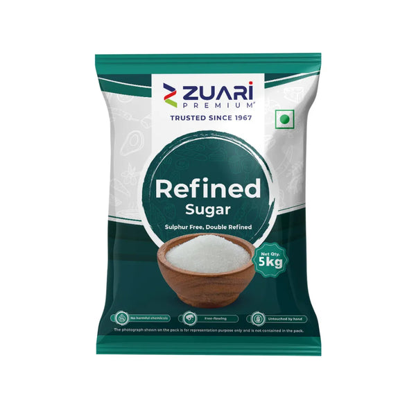 Zuari Foods Refined Sugar 5Kg | Sulphurfree Process | Free Flow | Untouched by Hand