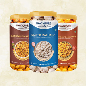 Combo - Salted Makhana, Tangy Tomato Makhana, Barbeque Makhana (75g each)